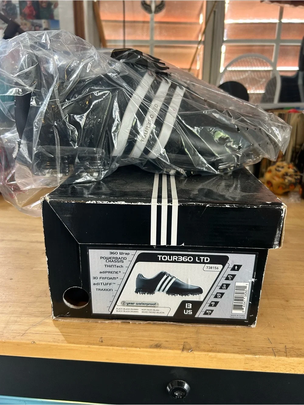 adidas Tour360 LTD Men's Golf Shoes US 13 Black/White Waterproof Spiked